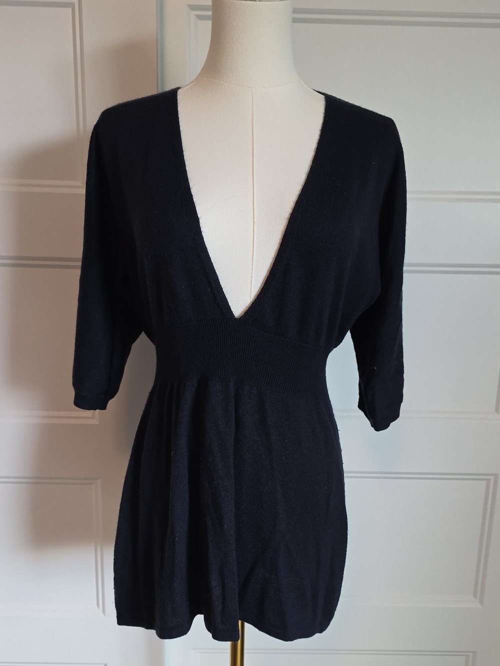 Ashley Judd Black Knit Sweater Top with Logo Tag